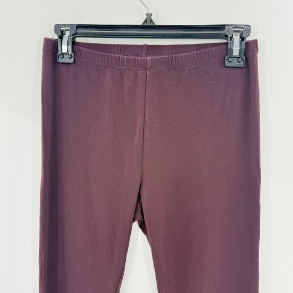 EILEEN FISHER Woman CottonJersey Knit Easy Legging Size XS Wine Cropped Pant - Picture 2 of 8